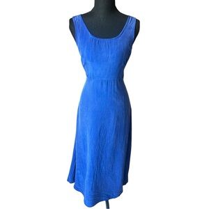 Vintage Rabbit Designs Blue Rayon Midi Dress Size 6